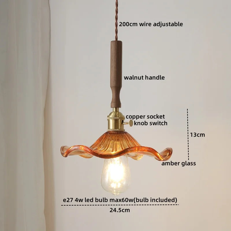 DecorBites™ Copper Walnut LED Pendant Lights, Modern Hanging Lamp for Hallway, Bedroom, Dining Room