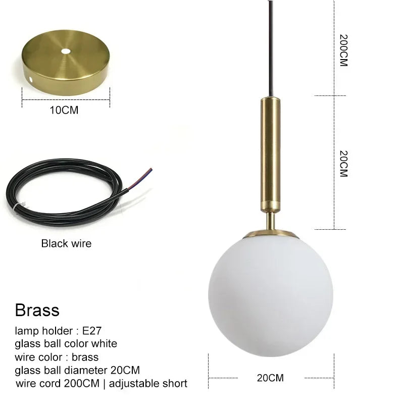 DecorBites™ Glass Ball Pendant Chandeliers for Dining Room Bedroom Lighting