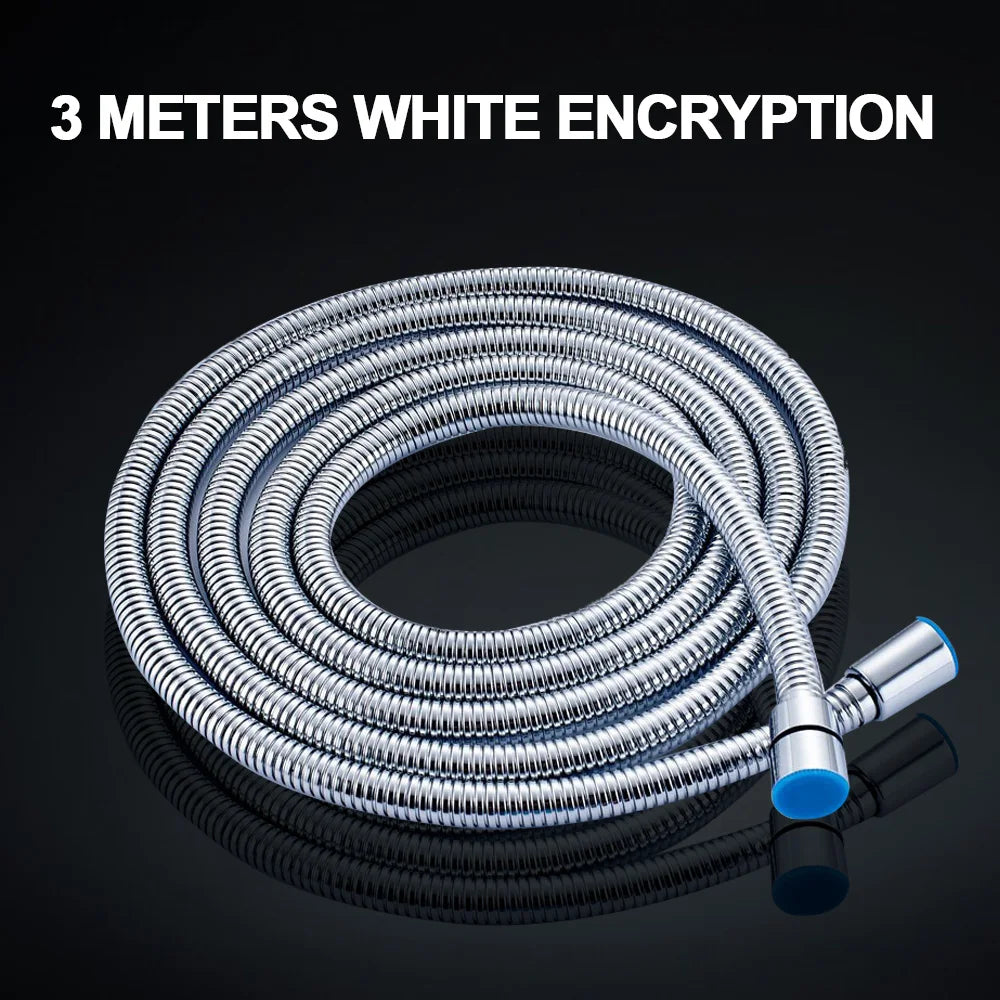 DecorBites™ 3m Silver Stainless Steel Shower Hose for Common Faucet - Bathroom Accessory