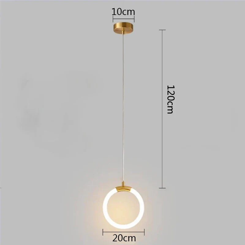 DecorBites™ Gold Ring Pendant Lights Warm White LED U Shape Hanging Lamp