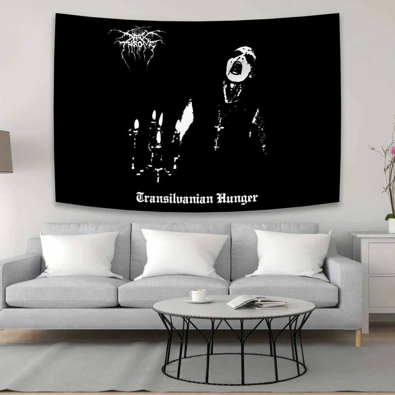 DecorBites™ Black Metal Hippie Hotel Tapestry Flag for Bohemian Bedroom Art
