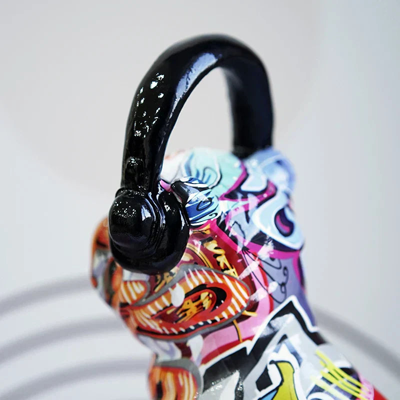 DecorBites™ Bulldog Headphone Figurines: Resin Graffiti Art Dog Statue Desktop Decor
