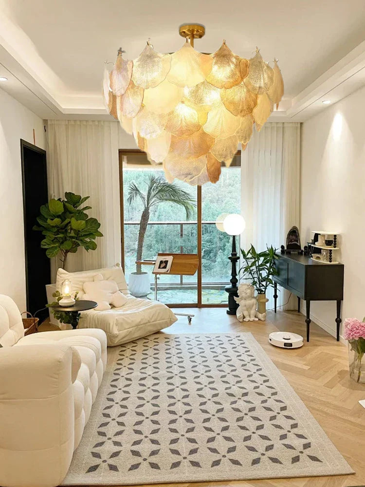 DecorBites™ Glass Shell Ceiling Pendant Light Luxury Bedroom Decor Hanglamp