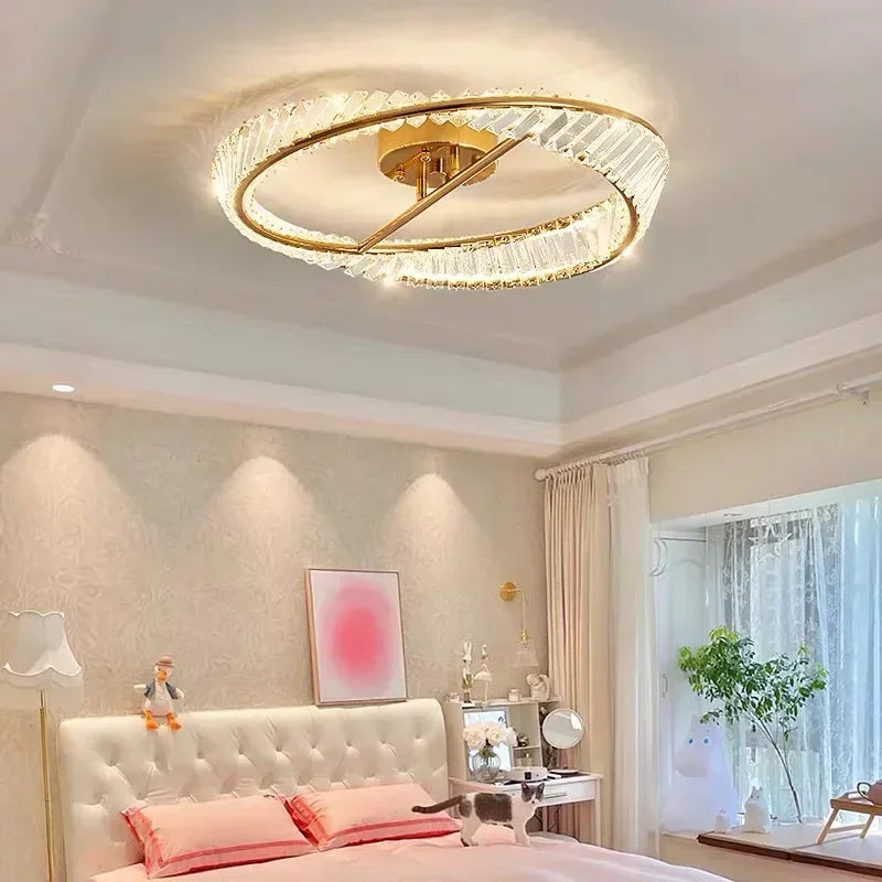 DecorBites™ Crystal Ring Ceiling Lamp - Modern Luxury LED Chandelier for Master Bedroom & Living Room