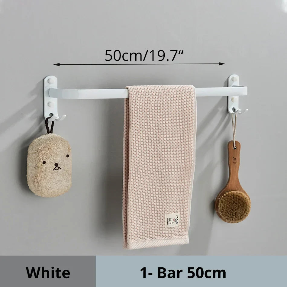 DecorBites™ Aluminum Bathroom Towel Rack with Hook, Wall Mounted Multiple Layer Cloth Hanger