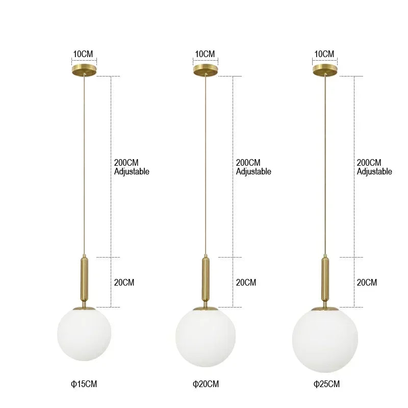 DecorBites™ Glass Ball LED Pendant Chandelier for Bedroom Dining Room Kitchen Island
