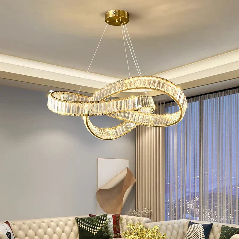 DecorBites™ Crystal Chandelier Pendant Lamp for Modern Living Room & Dining Room Lighting