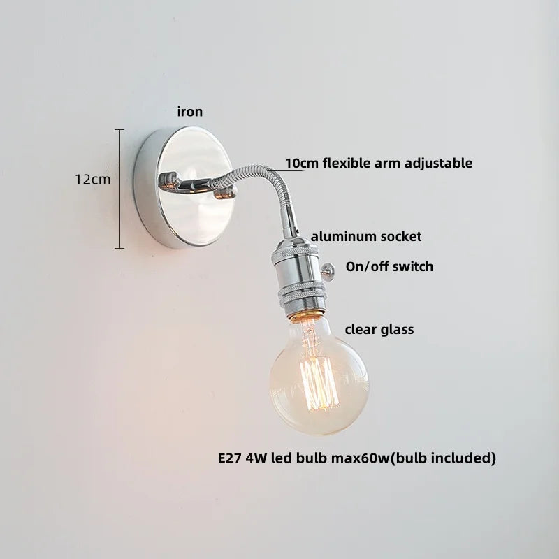 DecorBites™ LED Wall Lamp Sconce with Pull Chain Switch and Flexible Arm