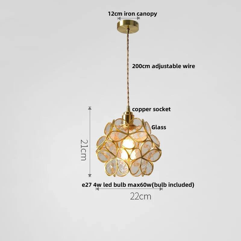 DecorBites™ Glass Flower LED Pendant Light Fixture for Modern Luxury Home Decor