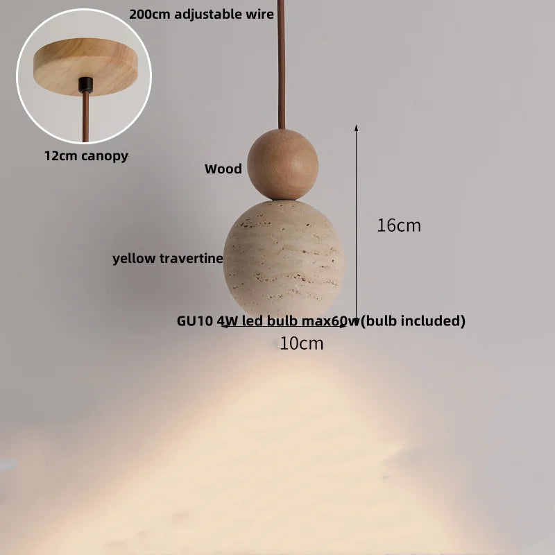 DecorBites™ LED Gourd Pendant Light Aisle Hotel Living Room Fixture Glass Travertine Hang Lamp
