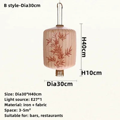 DecorBites™ Bamboo Lantern Pendant: Handmade Fabric Shade for Elegant Hotel and Restaurant Lighting