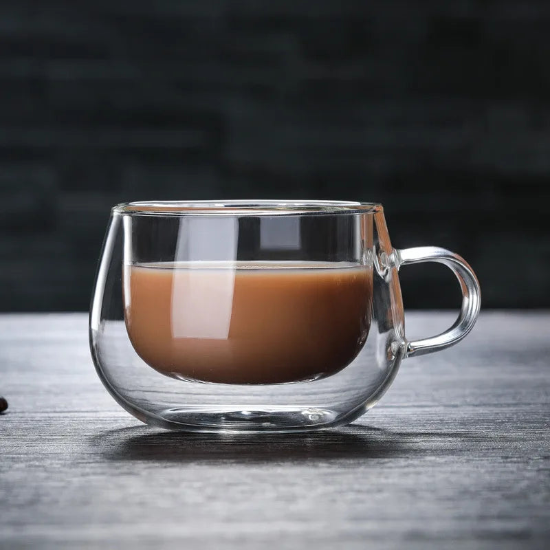 DecorBites™ Glass Coffee Mug with Heat Resistant Handle – Bar Drinkware Cup