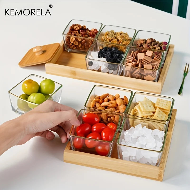DecorBites™ Bamboo Wooden Rectangular Tea Tray | Elegant Tea Cup Stand Tray for Dining