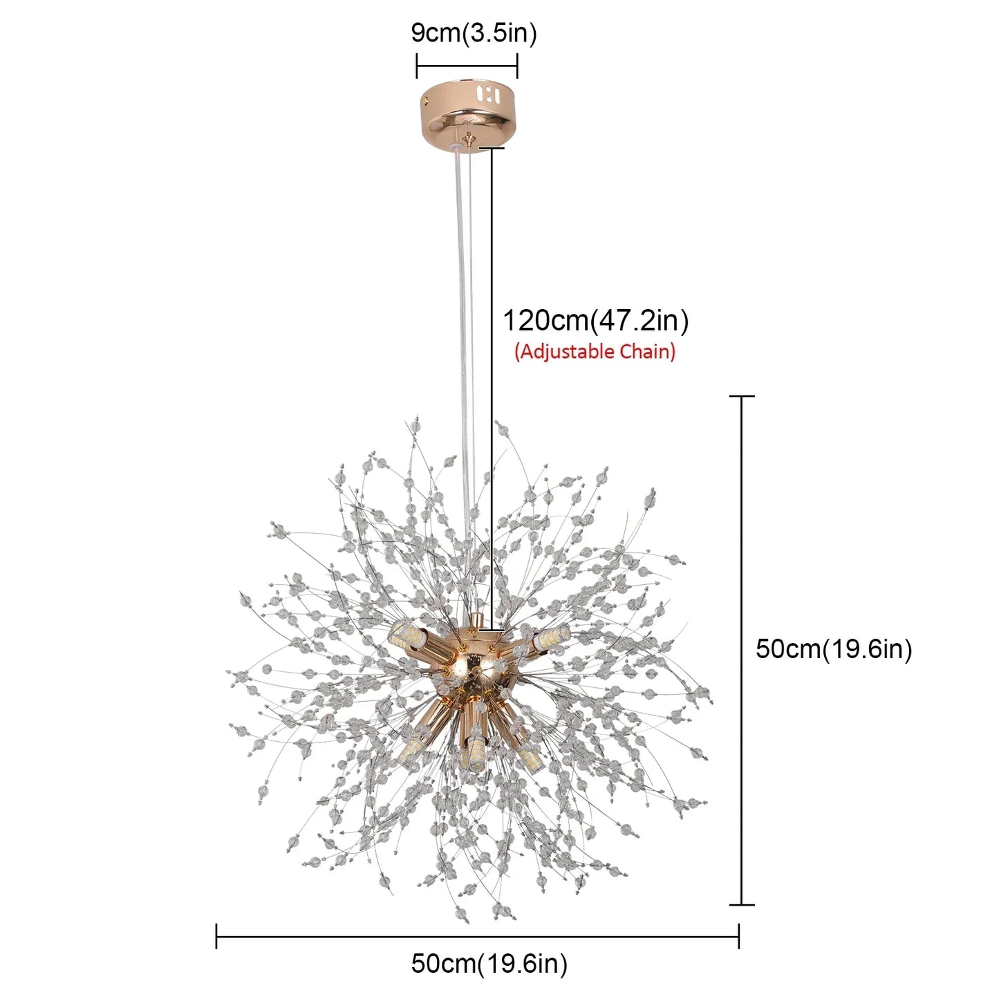 DecorBites™ Aluminum Dandelion Pendant Light: Modern Sputnik Hedgehog LED Chandelier for Living & Dining Room