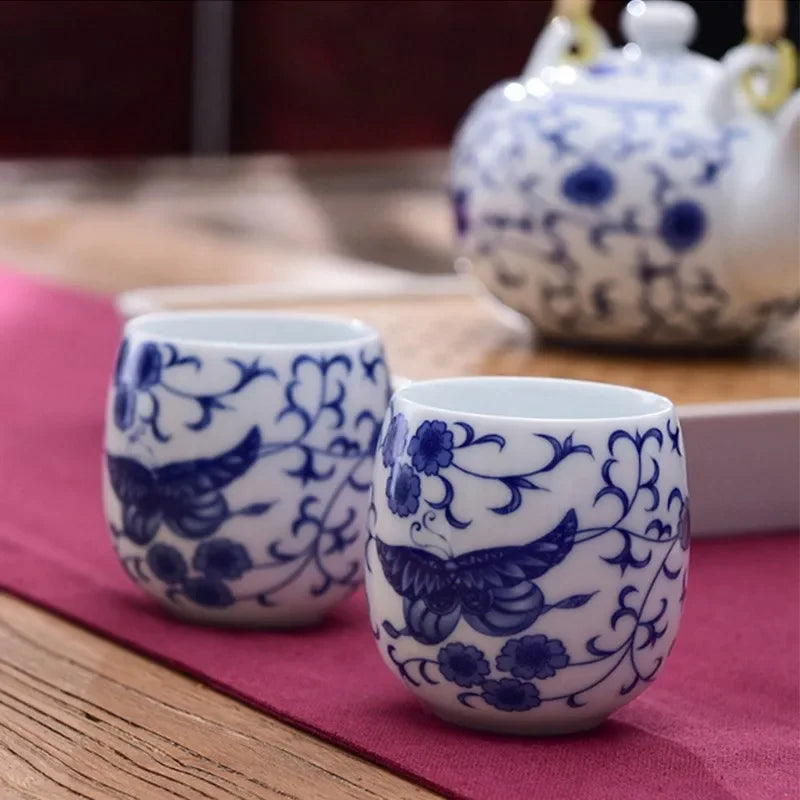 DecorBites™ Ceramic Kung Fu Tea Cup With Handle White Porcelain Drinkware
