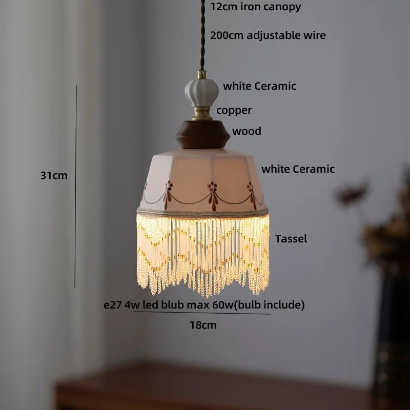 DecorBites™ LED Pendant Lamp Modern Style Home Lighting Living Room Study Bar White Flower Ceramic