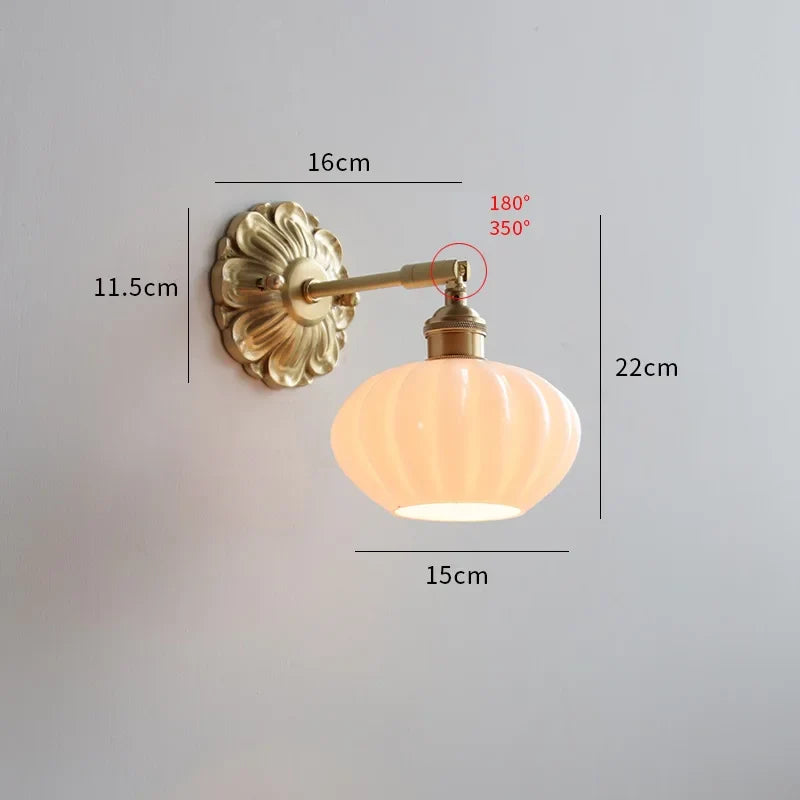 DecorBites™ Green Glass LED Wall Lamp with Copper Base for Bedroom Living Room