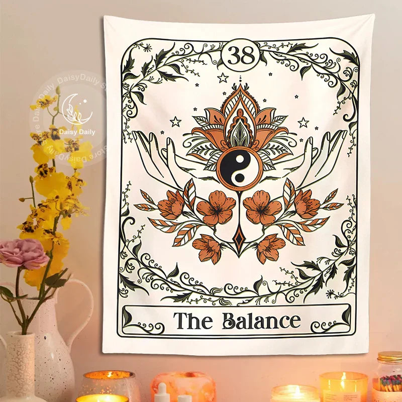 DecorBites™ Balance Tarot Tapestry Wall Hanging - Mystical Bohemian Sun Moon Decor