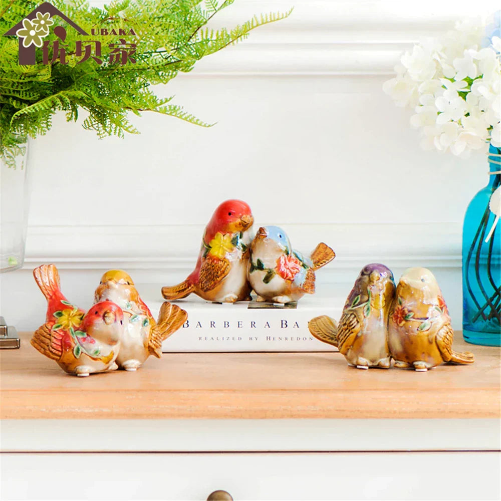 DecorBites™ Love Birds Porcelain Couple Ornament Home Decor Craft Model