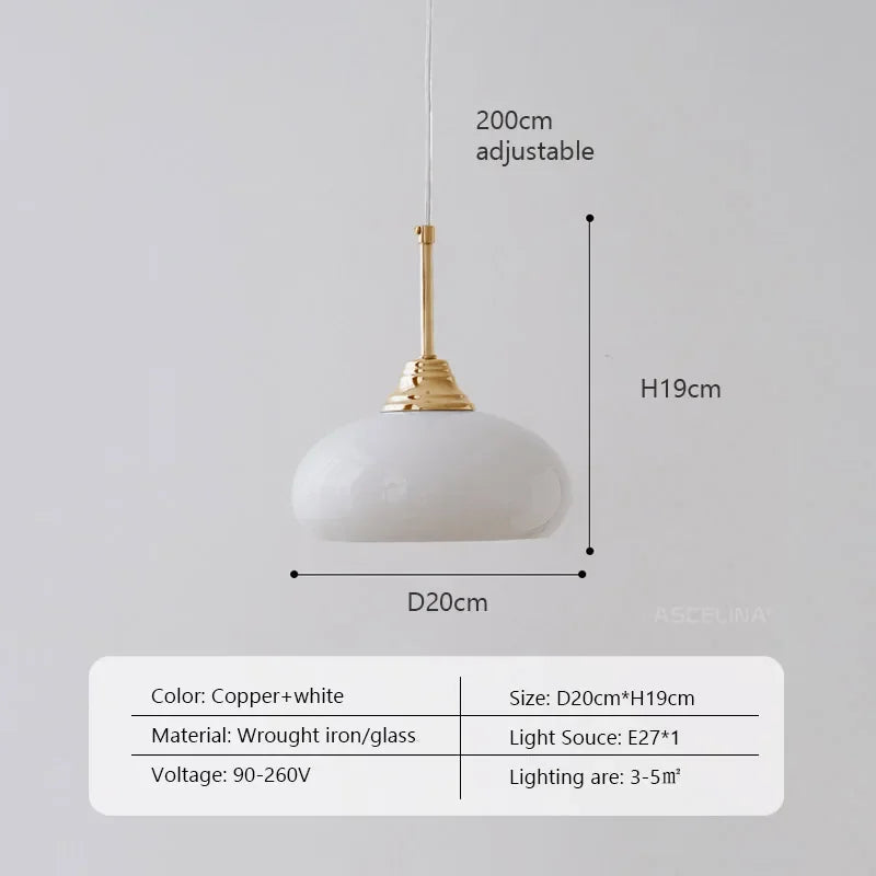DecorBites™ Cream Glass Nordic LED Pendant Light for Home Decor and Lighting