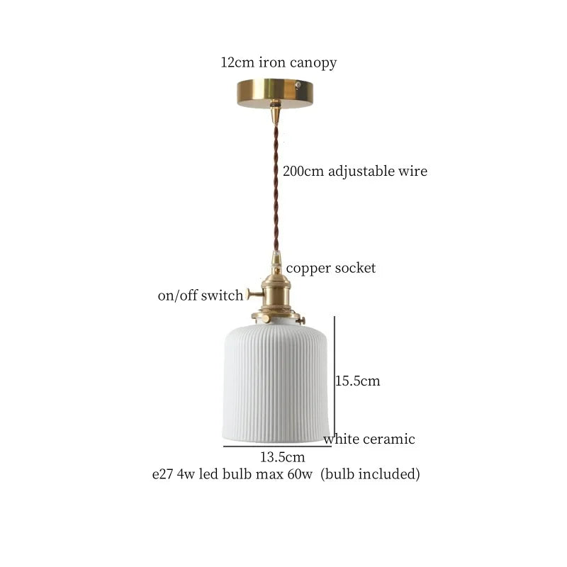 DecorBites™ Beige Ceramic LED Pendant Lamp for Home and Commercial Spaces