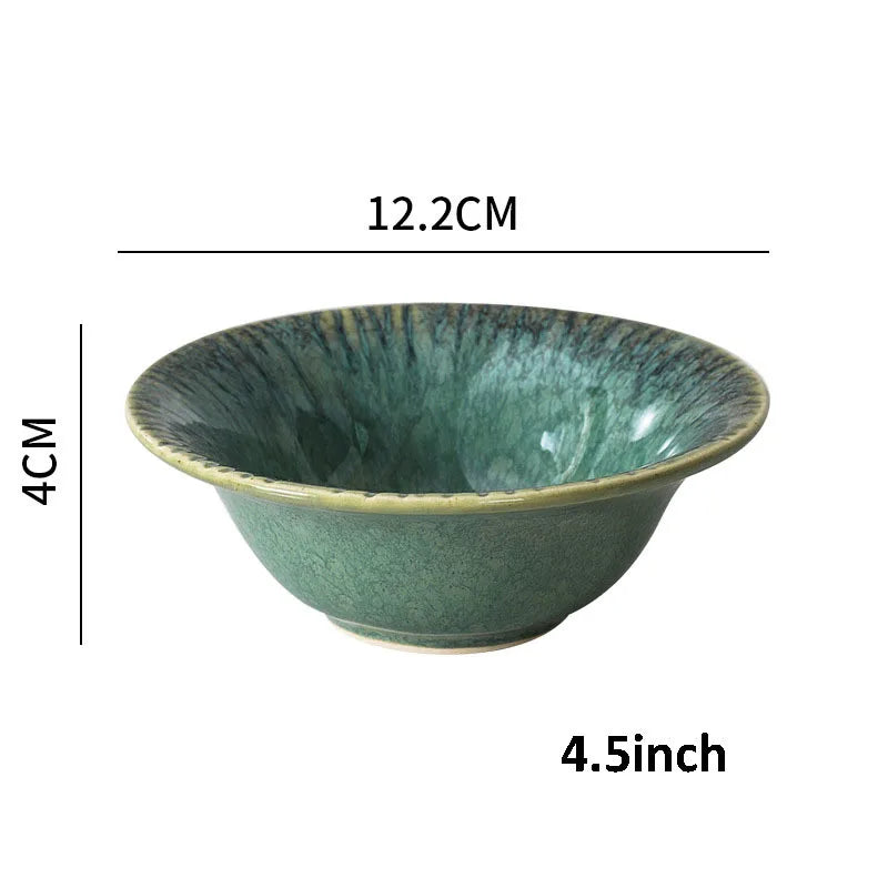 DecorBites™ Ceramic Dinnerware Set - Japanese-Inspired Kiln Change Plates and Bowl