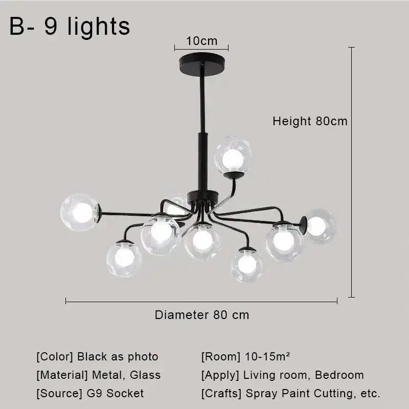 DecorBites™ Glass Ball Pendant Chandelier for Living Room Bedroom Dining Room