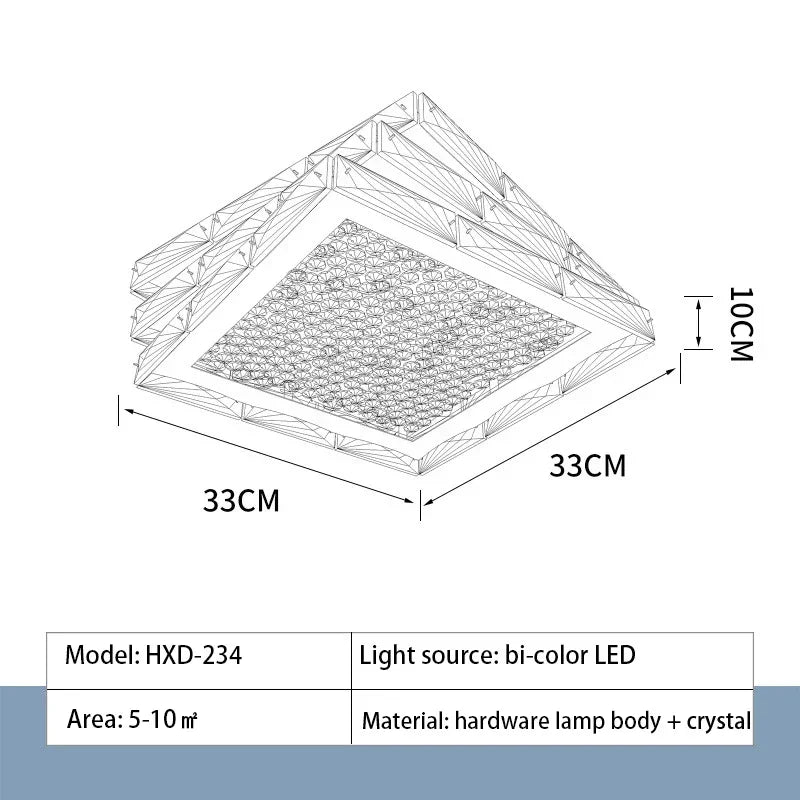 DecorBites™ Crystal Ceiling Lamp: Modern Gold Light Luxury LED Square Chrome Indoor Lighting