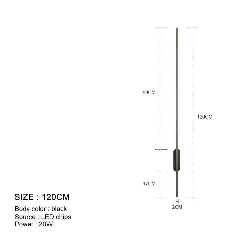 DecorBites™ Black LED Wall Lights - Modern Straight Line for Bedroom, Living Room, Kitchen Décor