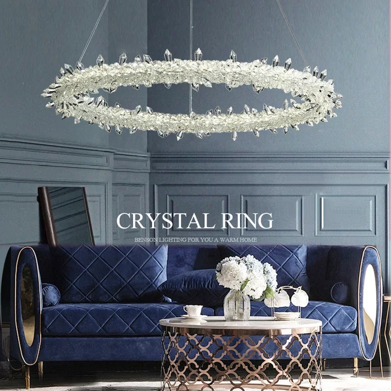 DecorBites™ Crystal Flower LED Chandelier: Elegant Round Pendant Light for Dining & Living Room