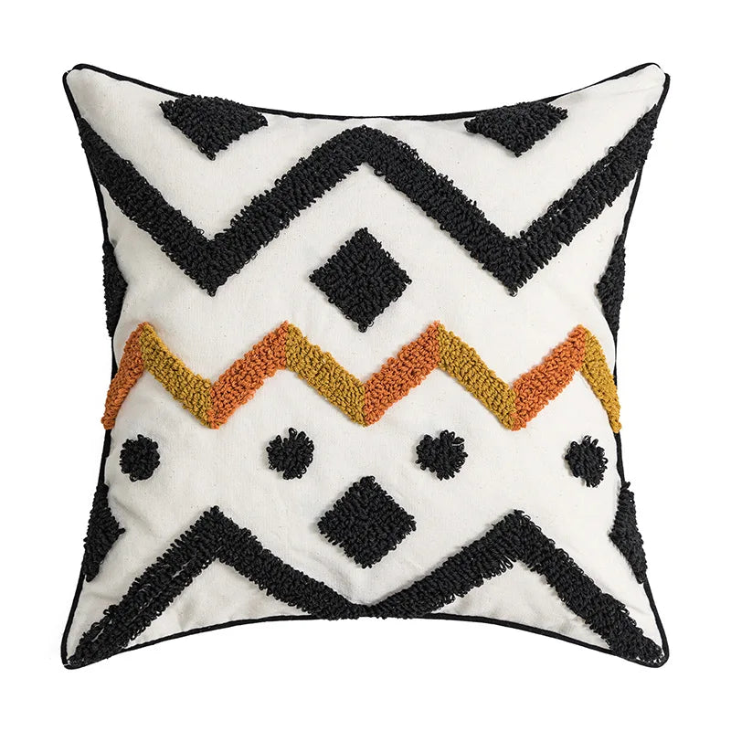 DecorBites™ Geometric Embroidery Cushion Cover with Tassel, Home Decor Pillowcase, Various Sizes