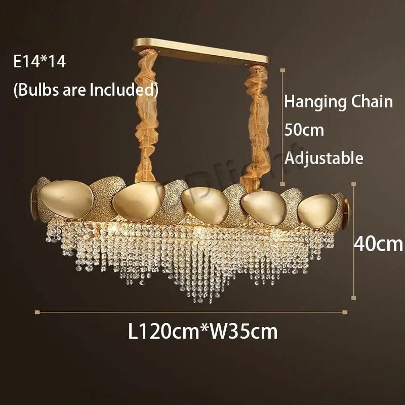 DecorBites™ Crystal Tassles LED Pendant Chandelier | Modern Luxury Living Room Ceiling Light