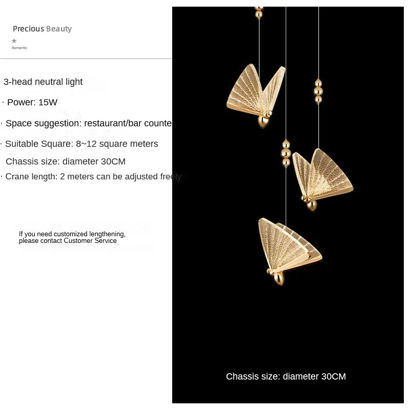 DecorBites™ Butterfly Pendant Lamps: Modern Luxury Lighting Fixtures for Staircase, Bedroom, and Aisle