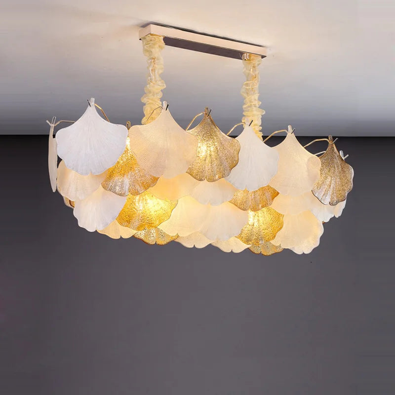 DecorBites™ Ginkgo Gold LED Chandelier Fixture for Living Room