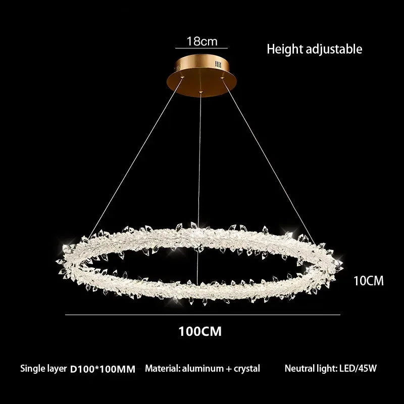 DecorBites™ Crystal Flower LED Chandelier: Elegant Round Pendant Light for Dining & Living Room