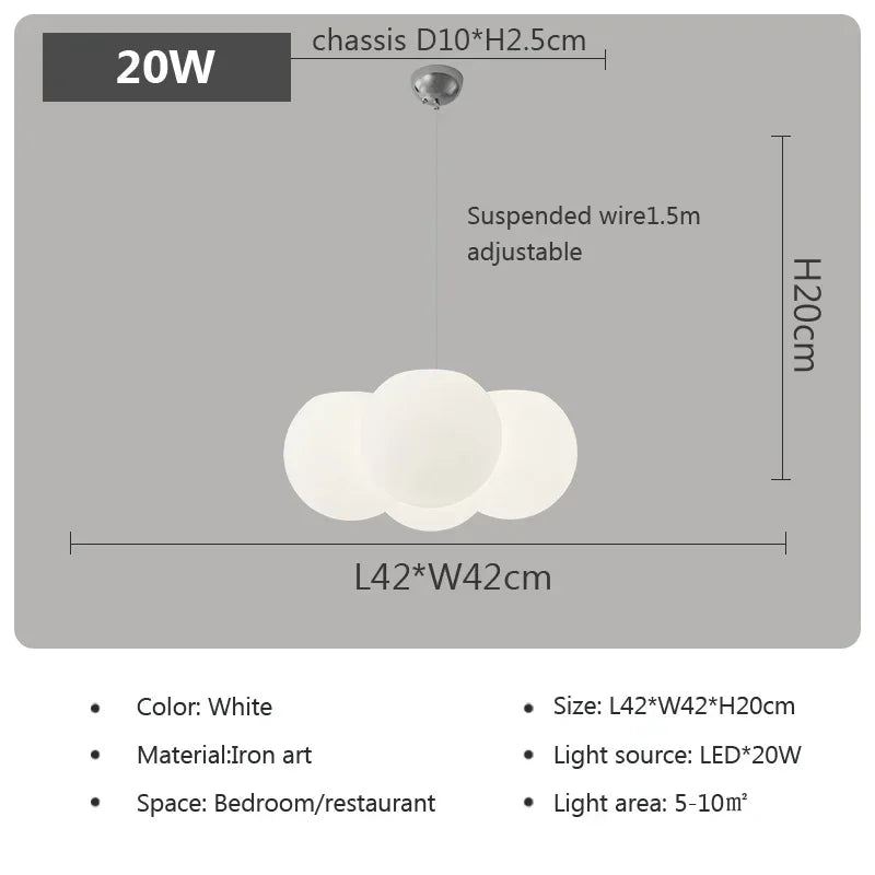 DecorBites™ Glass Ball Milky White Chandelier for Home Decor Fixture