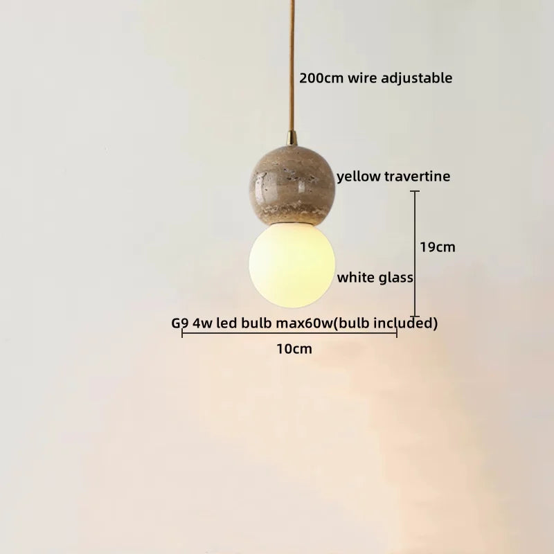 DecorBites™ LED Hanging Lamp: Yellow Travertine Japanese Style Pendant Light for Home Decoration