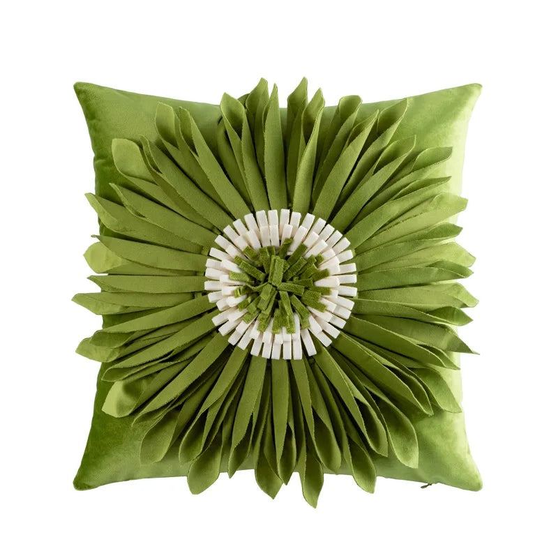 DecorBites™ Green Flower Car Sofa Cushion Pillowcase Home Decoration Square Pillow