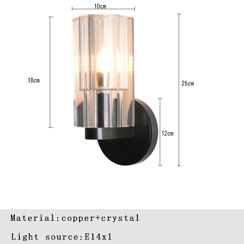 DecorBites™ Bronze Copper Crystal Sconce Wall Lamps for Living Room & Bedroom