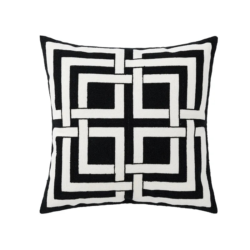 DecorBites™ Daisy Yellow Floral Geometric Pillow Cover - Soft Cozy Embroidery for Living Room