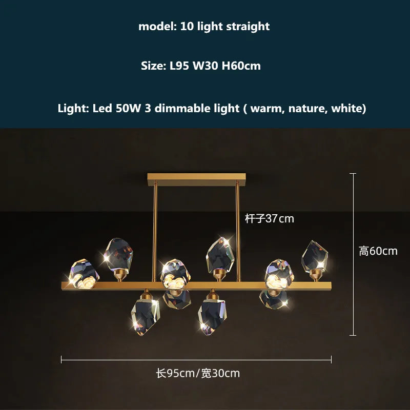 DecorBites™ Copper LED 3-Light Dimmable Crystal Chandelier