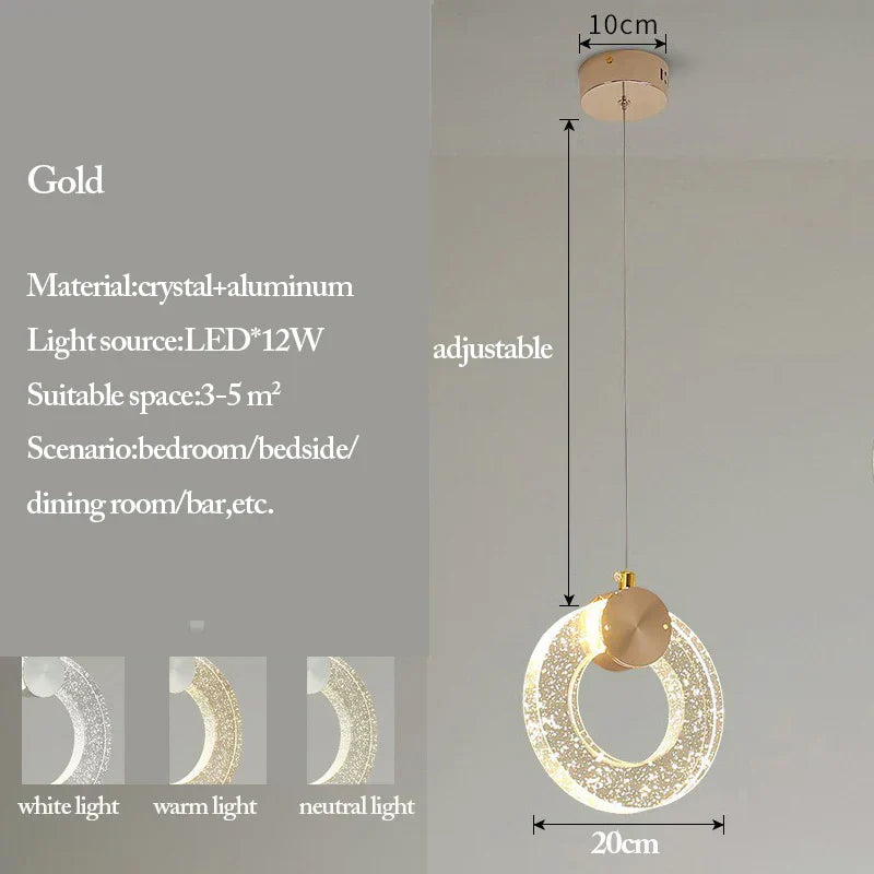 DecorBites™ Bubble Crystal Pendant Lights: Nordic LED Hanging Lamps for Living Room, Bedroom & Dining Area