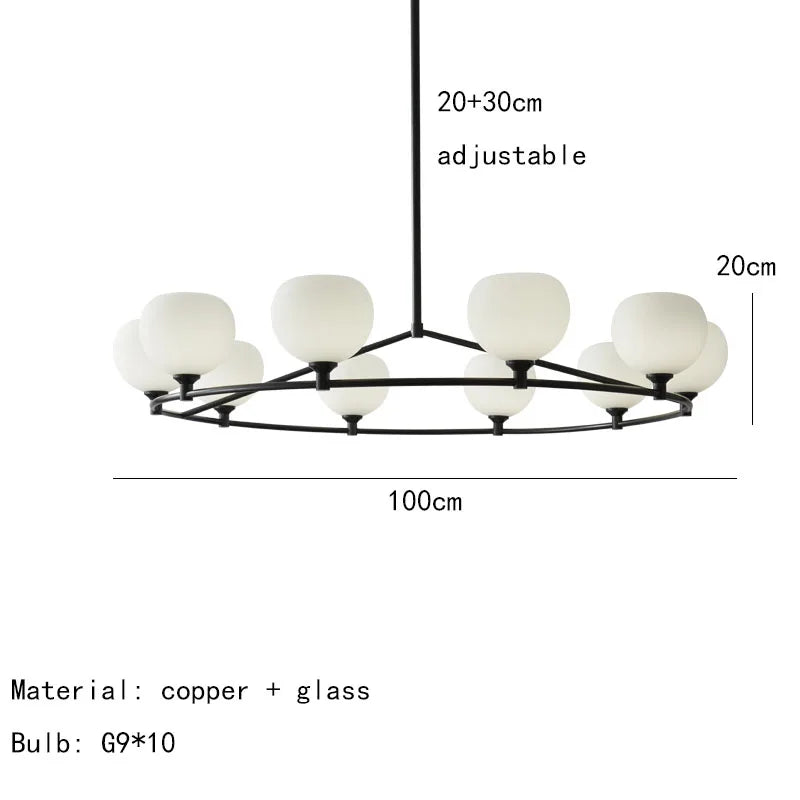 DecorBites™ Brass and White Glass Pendant Lamp with Adjustable Height
