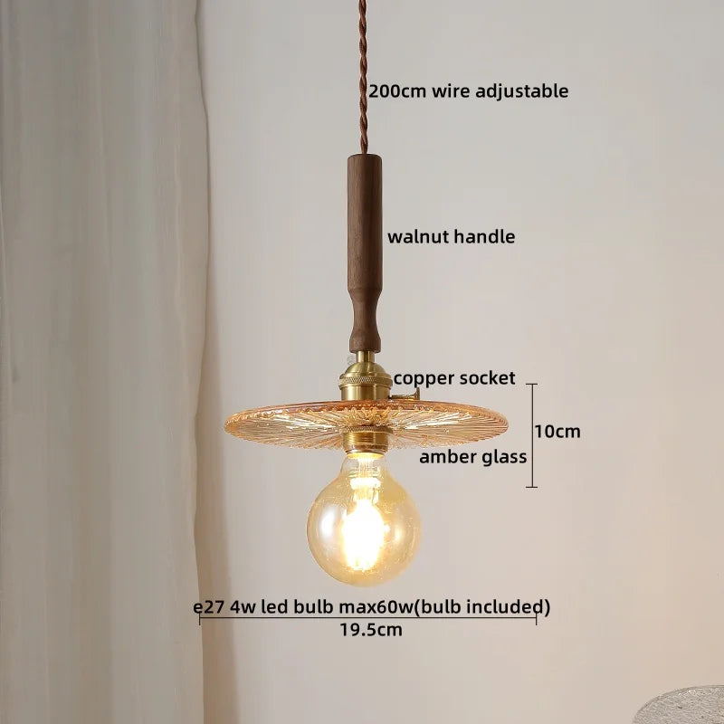 DecorBites™ Ceramic Walnut Copper LED Pendant Light Chandelier for Bedroom Living Room