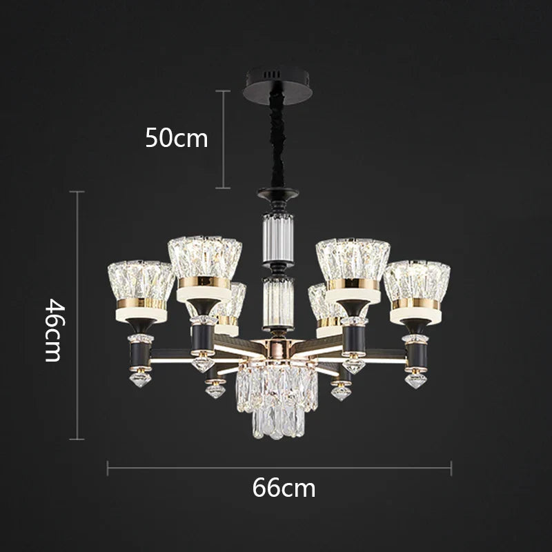 DecorBites™ Crystal Chandelier Pendant Light for Living and Dining Room Luxury Home Decor