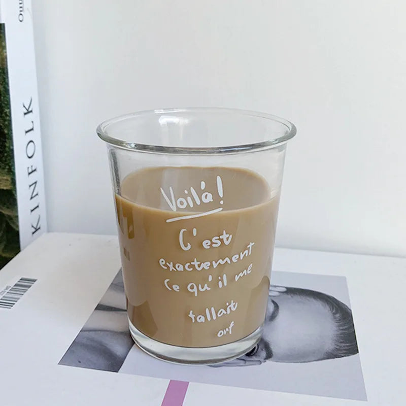 DecorBites™ 320ml Glass Tumbler Cup - French Style Bon Appetit Iced Coffee Juice Water Glass