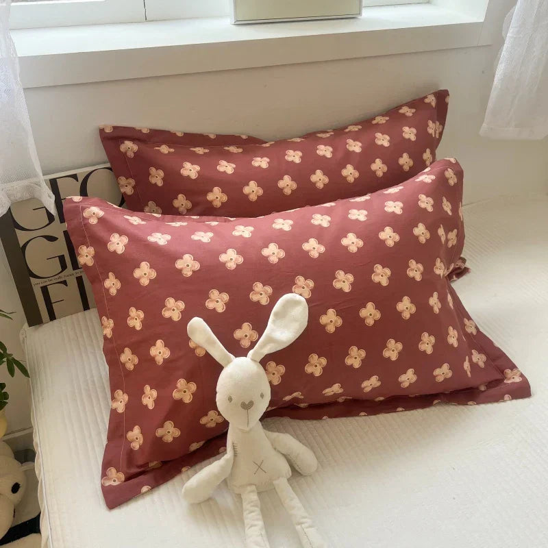 DecorBites™ Korean Floral Cotton Pillowcase 40x60cm, 48x74cm, 50x80cm, Home Cushion Cover