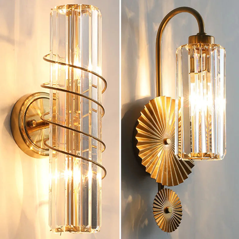 DecorBites™ Crystal Gold Wall Lamp for Luxurious Living Room and Bedroom Lighting