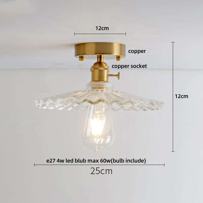 DecorBites™ Glass Grid LED Ceiling Lamp: Luxury Crystal Nordic Copper Ceiling Lights