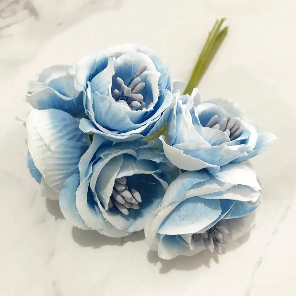 DecorBites™ Blue Flower Cherry Stamen Berries Bundle for DIY Christmas Wedding Decor